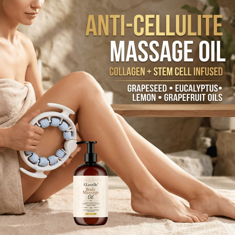 Anti Cellulite Massage Oil & Lymphatic Drainage Roller Kit - Image 4